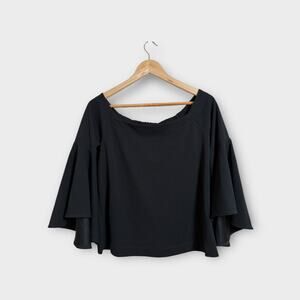 Banana Republic Women’s Black Off the Shoulder Bell Sleeve Black Blouse Small